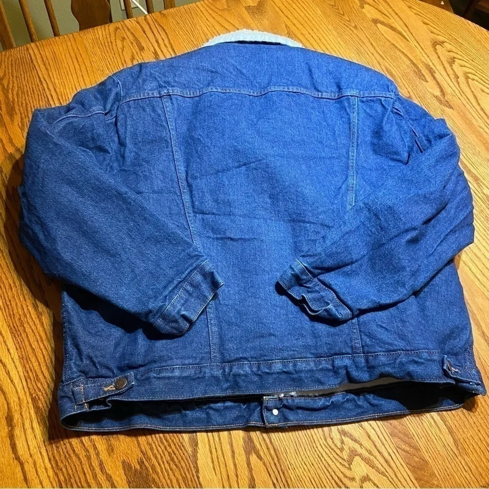 Wrangler Denim Jean Jacket Vintage Sherpa Lined Size Check Measurements